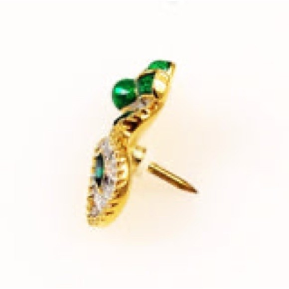 Swarovski Crystal Brooch Mask Tac Pin green,Swan stamped 1/2 x 1 inch - Picture 3 of 12